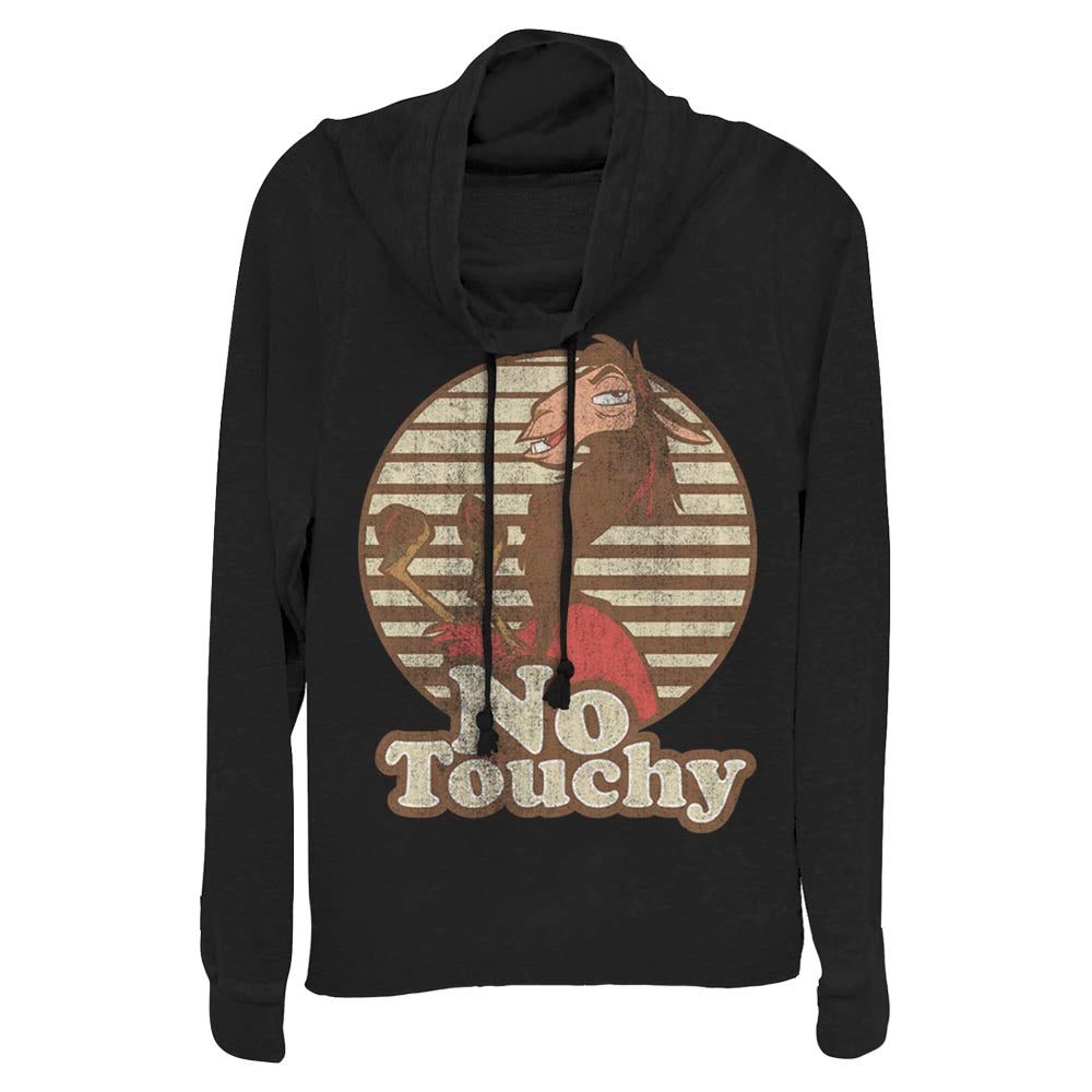Juniors Pixar Emperor’s New Groove “No Touchy” Kuzco Cowl Neck Top